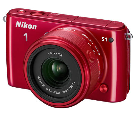 Nikon 1 S1 Camera with 11-27.5mm Lens, Red, Bundle w/10-100mm White Lens & MORE