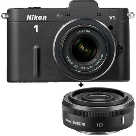 Nikon 1 V1 Digital Camera 2 Lens Kit with 10mm f/2.8 & 10-30mm VR Zoom Lens