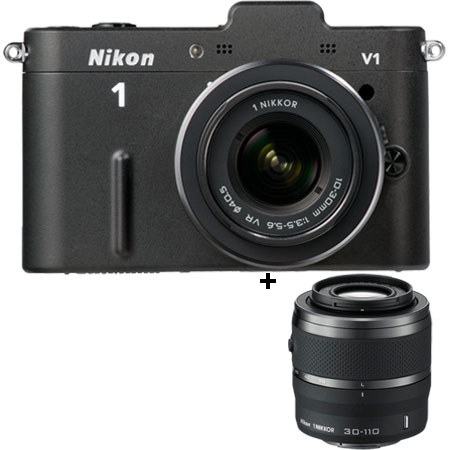 Nikon 1 V1 Digital Camera w/10-30/30-110mm VR - Black