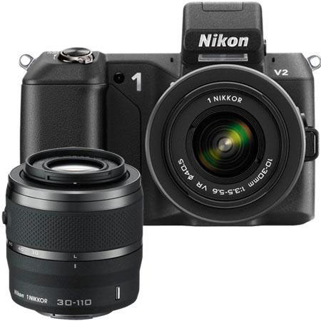 Nikon 1 V2 Camera w/10-30 & 30-110 Black, Bundle w/10-100mm Silver & MORE