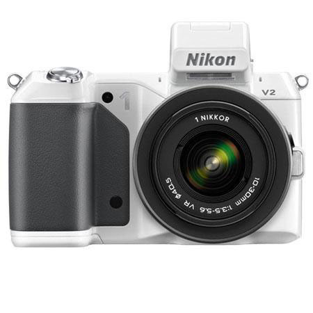 Nikon 1 V2 Camera with 10-30mm Lens, White, Bundle w/10-100mm White Lens & MORE