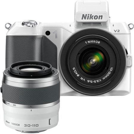 Nikon 1 V2 Camera w/10-30mm & 30-110mm Lens, White, Bundle w/10mm Lens (Black)
