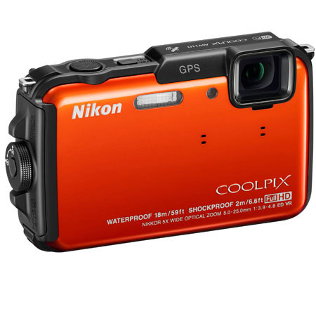 Nikon Coolpix AW110 Camera, Orange, Bundle w/16GB SDHC Memory Card, Camera Case