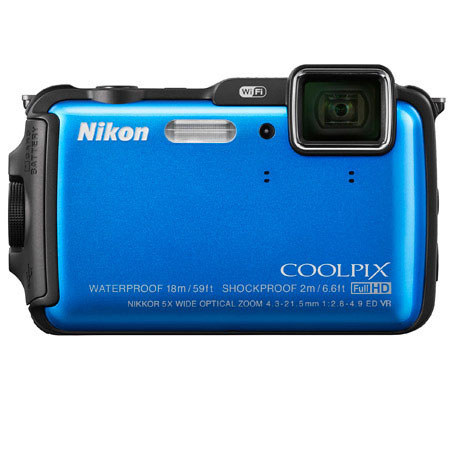 Nikon Coolpix AW120 Digital Camera, Blue With Upgrade accessory Bundle
