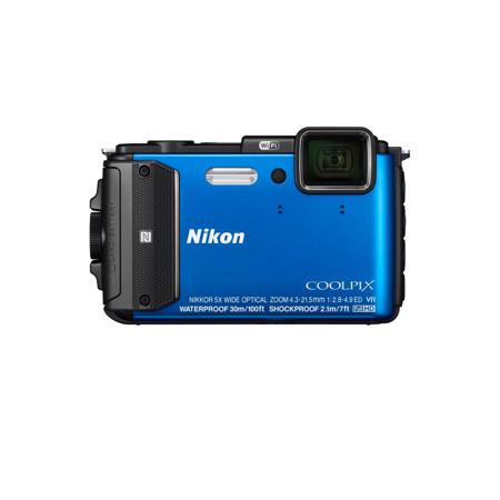 Nikon COOLPIX AW130 Waterproof Digital Camera, Blue with 