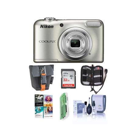 Nikon COOLPIX A10 16MP Digital Camera, 5x Optical Zoom, Silver W/Premium Acc Kit