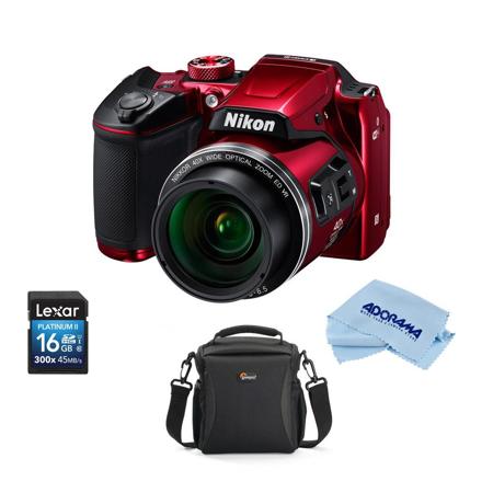 Nikon Coolpix B500 Dig Point & Shoot Camera, RED With Accessory Bundle