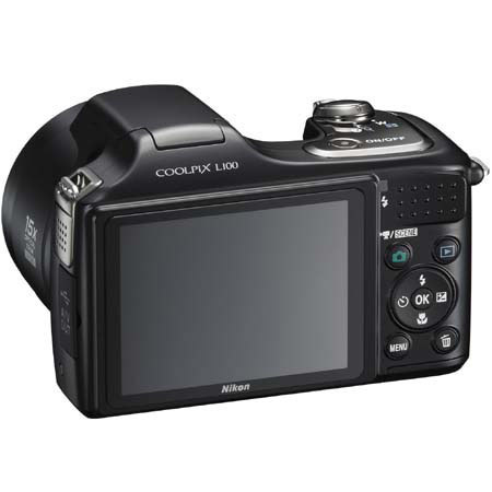 Nikon Coolpix L100 Digital Camera with 10.0 Megapixel, 15x Optical Zoom, 4x Digital Zoom, 3" LCD Display, Black