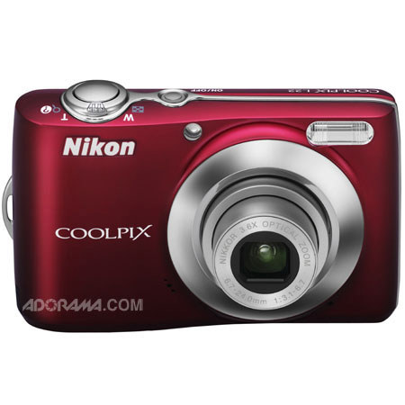 Nikon Coolpix L22 Digital Camera with 12.0 Megapixel, 3.6x Optical Zoom, 4x Digital Zoom, 3" LCD Display, Red