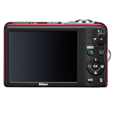 Nikon Coolpix L30 Digital Camera, 20.1MP, 5x Optical Zoom, Red - Refurbished