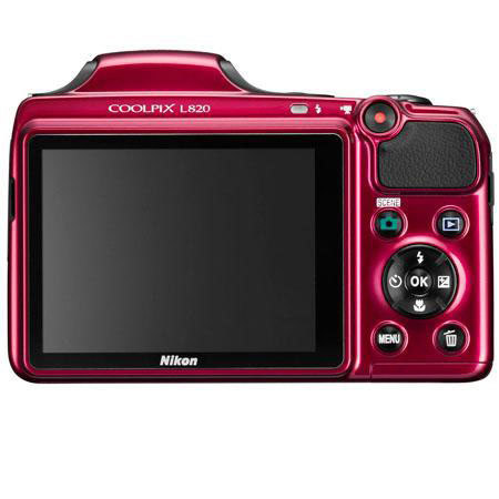 Nikon Coolpix L820 Digital Camera, Red - Refurbished by Nikon Coolpix L820 Digital Camera, Red - Refurbished by