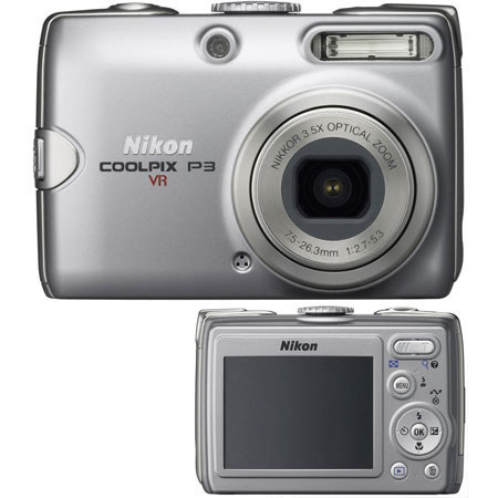 Nikon Coolpix P3 Digital Camera, 8.1 Megapixel, 3.5x Optical Zoom, Built-in WiFi, 2.5" LCD Screen - Refurbished by Nikon U.S.A.