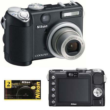 Nikon Coolpix P5000 Digital Camera (Black) Kit, with Coolpix Leather Case, Standard Nikon Warranty, Plus Additional 2-Years Warranty