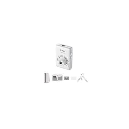 Nikon Coolpix S02 14.1 Megapixel Digital Camera White with Advanced Acc Kit