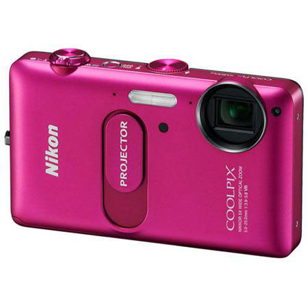 Nikon Coolpix S1200pj Digital Camera Kit. 8GB, Pink