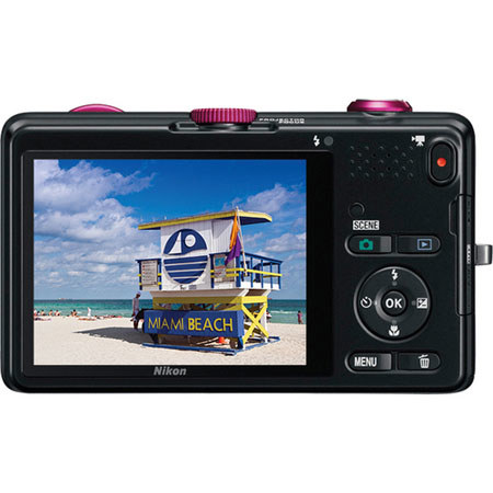 Nikon Coolpix S1200pj Digital Camera, Pink - Refurbished