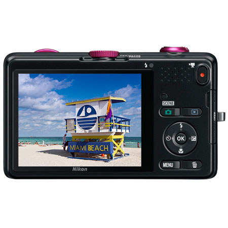 Nikon Coolpix S1200pj Digital Camera, Pink