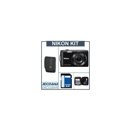 Nikon Coolpix S3300 Digital Camera Black Bundle