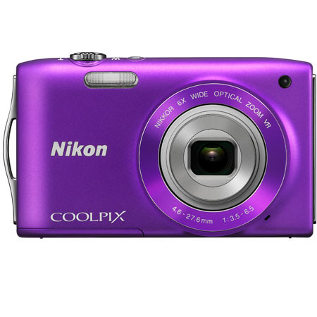 Nikon Nikon Coolpix S3300 16 Megapixel Digital Camera with 6x Wide Angle Optical Zoom, 2.7" LCD Display, HD (720p) Movies, Purple