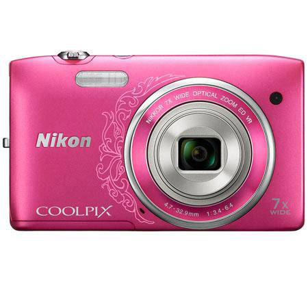 Nikon Coolpix S3500 Digital Camera, Decorative Pink - Adorama Nikon Coolpix S3500 Digital Camera, Decorative Pink - Adorama