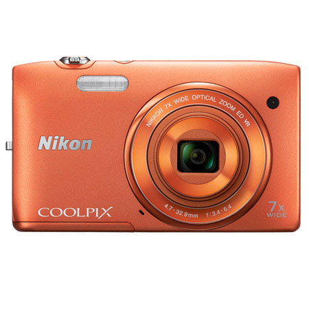 Nikon Coolpix S3500 Digital Camera, Orange