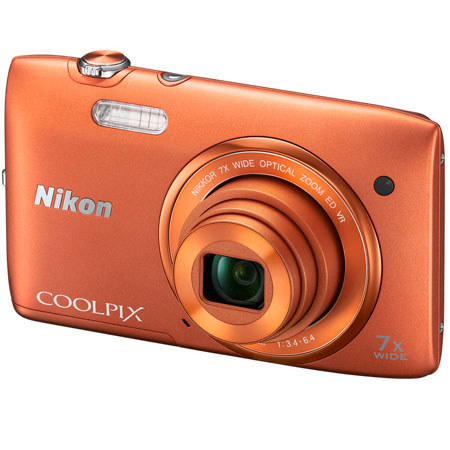 Nikon Coolpix S3500 Digital Camera, Orange