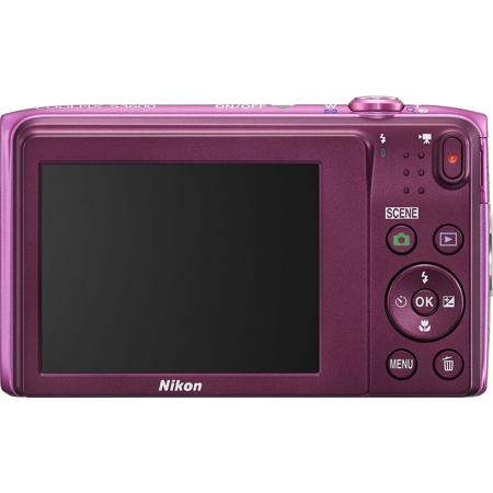 Nikon Coolpix S3600 Digital Camera, 20.1MP, 8x Optical Zoom, Pink