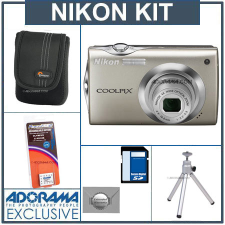 Nikon Coolpix S4000 Camera Kit, Champagne Silver