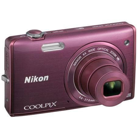 Nikon CoolPix S5200 Digital Camera, Plum - Mother's Day BUNDLE + 8GB and Case