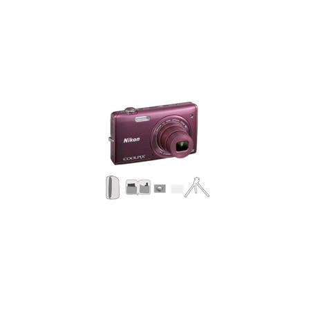 Nikon Coolpix S5200 Digital Camera Plum With Advanced Accessory Kit