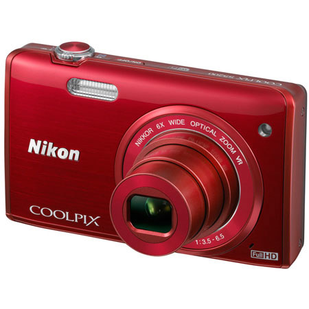 Nikon CoolPix S5200 Digital Camera, Red