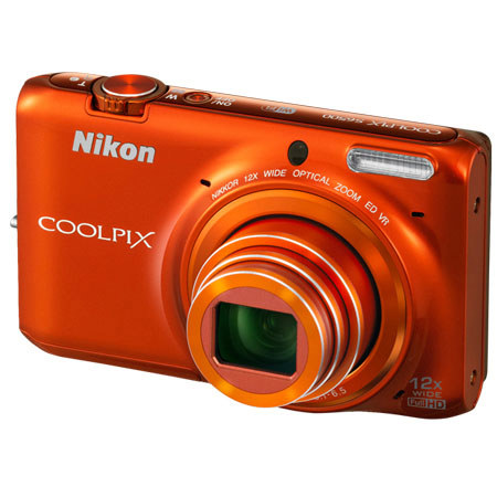 Nikon Coolpix S6500 Camera, Orange, Bundle with 16GB SDHC Memory Card, Case