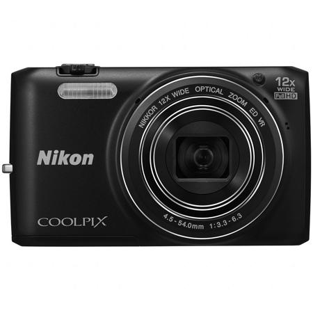 Nikon Coolpix S6800 Digital Camera, 16MP, 12x Optical Zoom, Full HD 1080p Video, Built-in Wi-Fi, Black