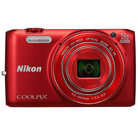 Nikon Coolpix S6800 Digital Camera, Red With Upgrade Bundle