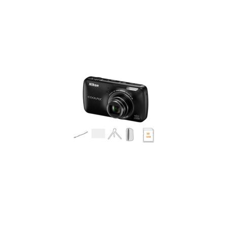 Nikon Coolpix S800c Digital Camera, 16 Megapixels, Black - Bundle "B"