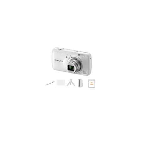 Nikon Coolpix S800c Digital Camera, 16 Megapixels, White - Bundle "B"