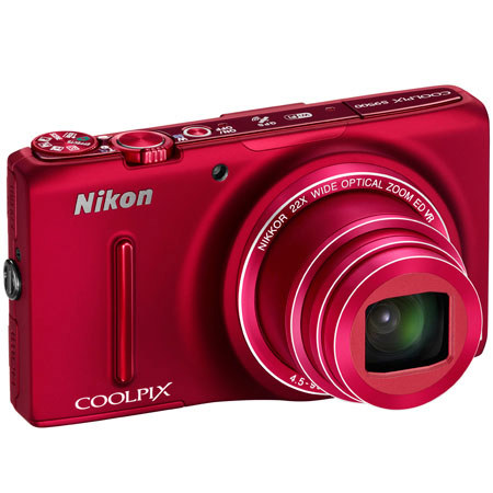 Nikon Coolpix S9500 Camera, Red, Bundle w/16GB SDHC Memory Card, Camera Case