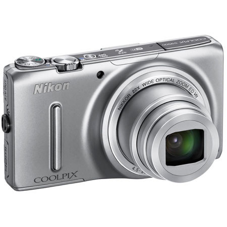 Nikon Coolpix S9500 Camera, Silver, Bundle w/16GB SDHC Memory Card, Camera Case