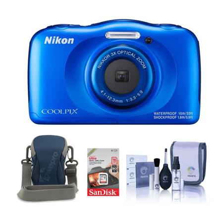 Nikon Coolpix W100 Point & Shoot Camera, Blue With Free Accessory Bundle