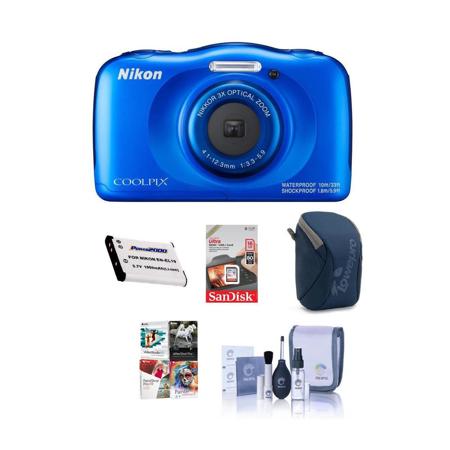 Nikon Coolpix W100 Point & Shoot Camera, Blue With Premium Accessory Bundle