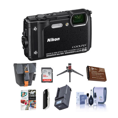 Nikon Coolpix W300 Point & Shoot Camera, Black With Premium