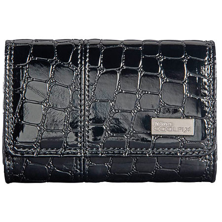 Nikon Coolpix S Series Faux Crocodile Skin Case, Black