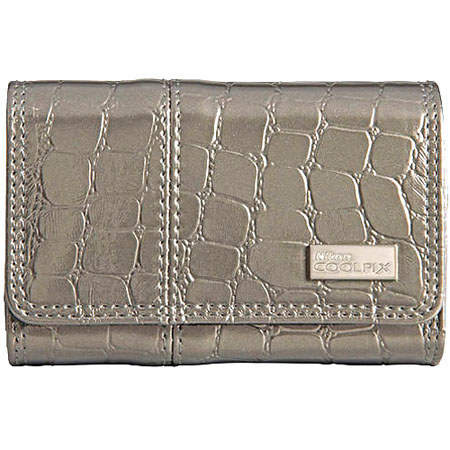 Nikon Coolpix S Series Faux Crocodile Skin Case, Silver