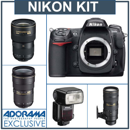 Nikon D300S SLR Digital Camera with Nikon 16mm - 35mm f/4.0 AF-S ED (VR-II) Vibration Reduction Autofocus Lens, 24-70mm f/2.8G ED-IF AF-S Lens ,70-200mm f/2.8G AF-S VR II Zoom-Nikkor ED-IF Lens &amp; Nikon SB-900 TTL AF Shoe Mount Speedlight - USA Warrant