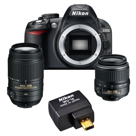 Nikon D3100 DSLR Camera - Black- Refurb by Nikon USA W/18-55mm & 55-300MM Lenses