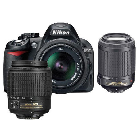 Nikon D3100 Camera with 18-55mm DX & 55-200mm DX Lens, Bundle w/55-200 VR Lens