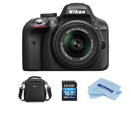 Nikon D3300 DSLR with 18-55mm Lens, Black - With Accessory Bundle