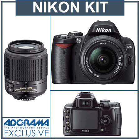 Nikon D40 6.1MP Cam 2 Lens Kit w/18-55mm ED II IF-S DX