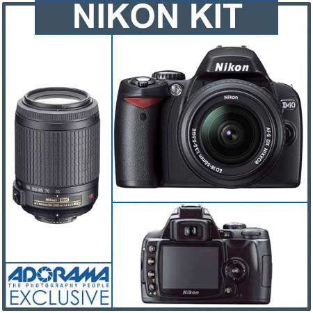 Nikon D40 6.1MP Cam 2 Lens Kit w/18-55mm ED II AF-S DX