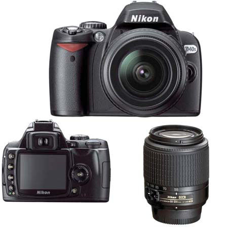 Nikon D40X 10.2 Megapixel Digital SLR Camera Two Lens Kit, with 18-135mm f/3.5-5.6G ED II AF-S DX Zoom & 55mm - 200mm f/4-5.6G ED AF-S DX - USA Warranty